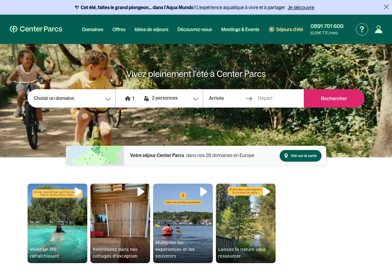 Page d'accueil Center Parcs