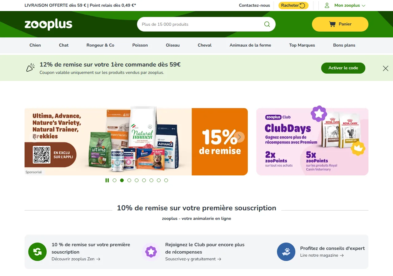Page parrainage Zooplus
