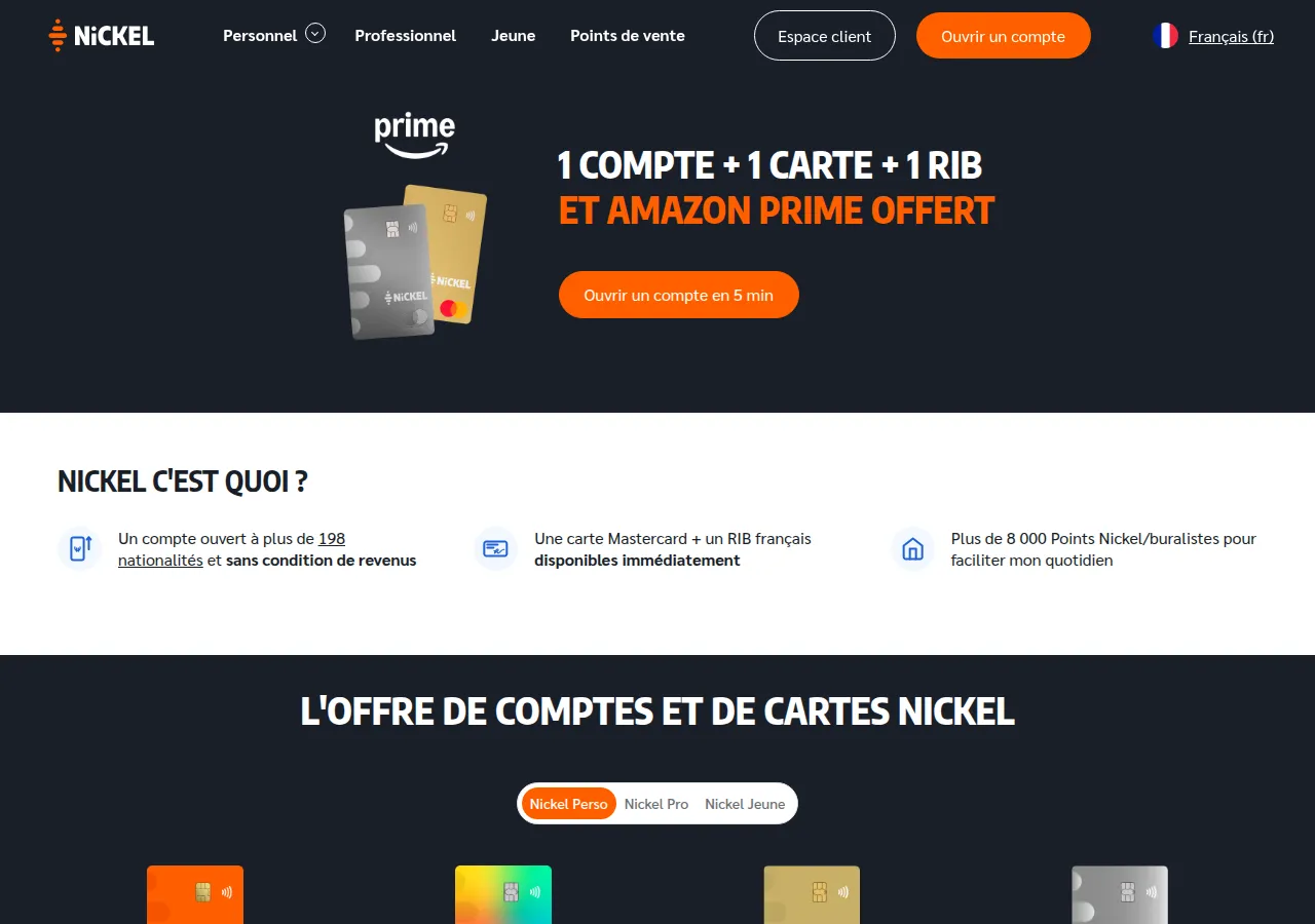 Page d'accueil Nickel