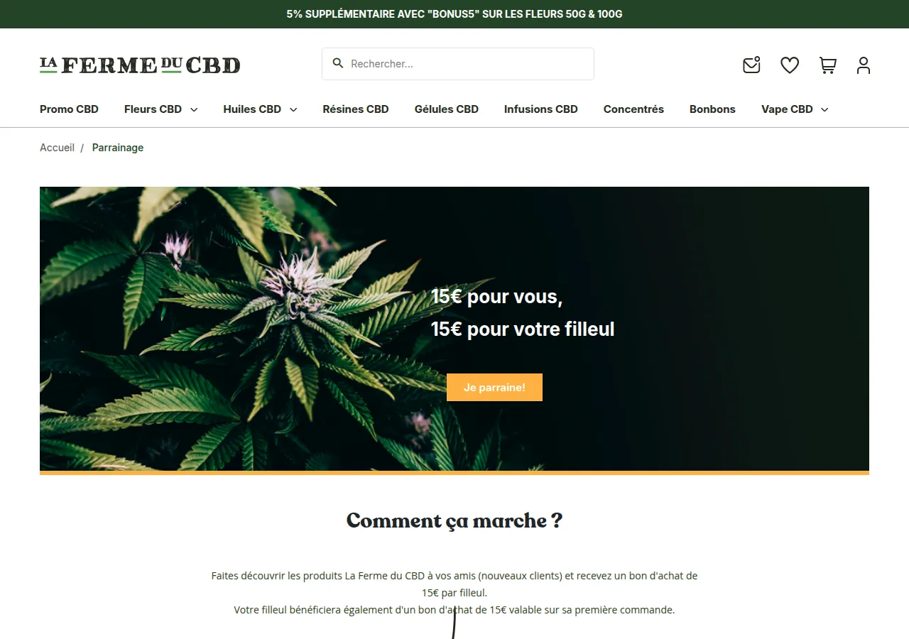 Page parrainage La Ferme du CBD