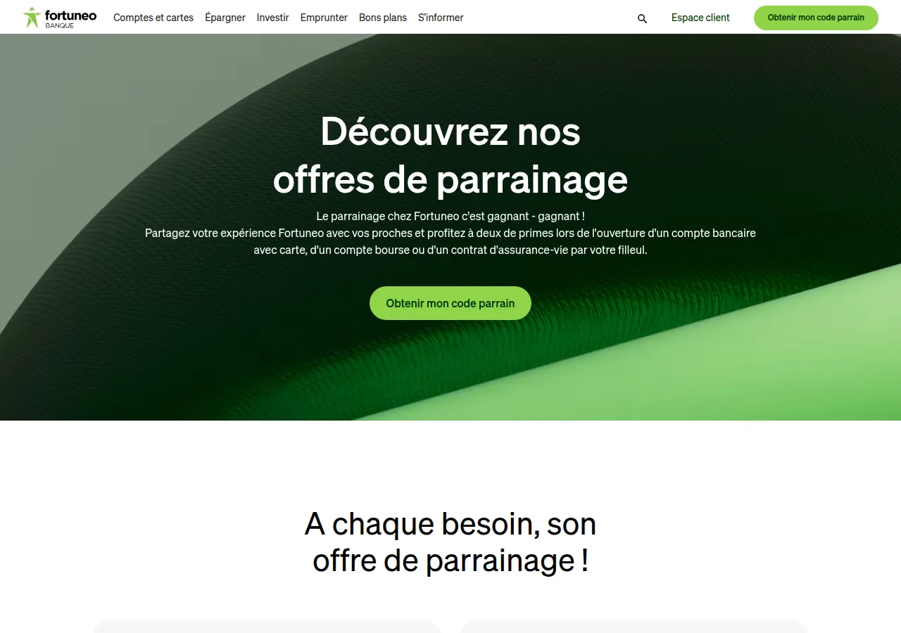 Page parrainage Fortuneo