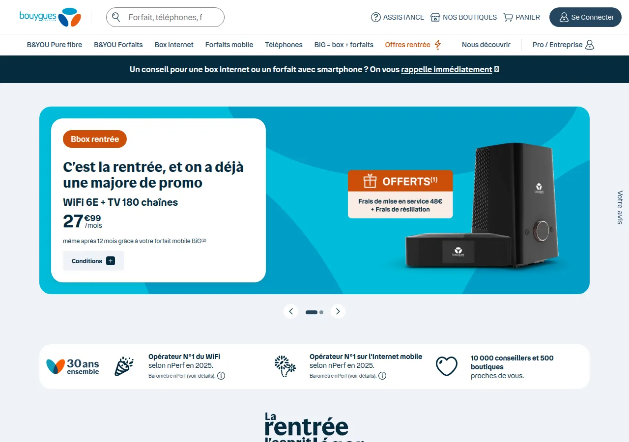 Page d'accueil Bouygues Telecom