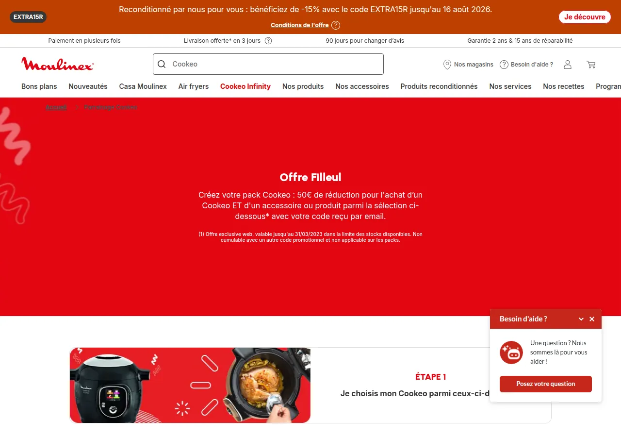 Page parrainage Moulinex Cookeo